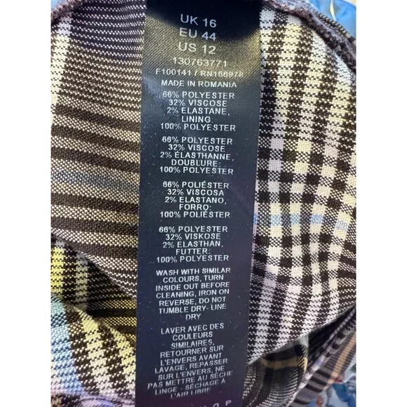 Topshop Plaid Miniskirt Size 12 Box Pleats Brown Cream NWT - Picture 8 of 11